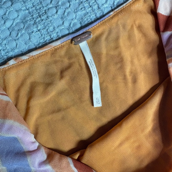 Free People Orange & Pink Floral Tie-Shoulder Tank - Picture 3 of 3